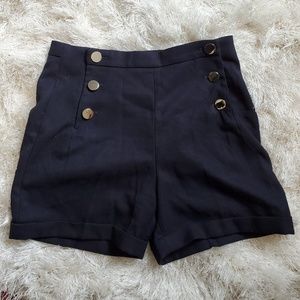 Navy- High waisted- Button Nautical shorts